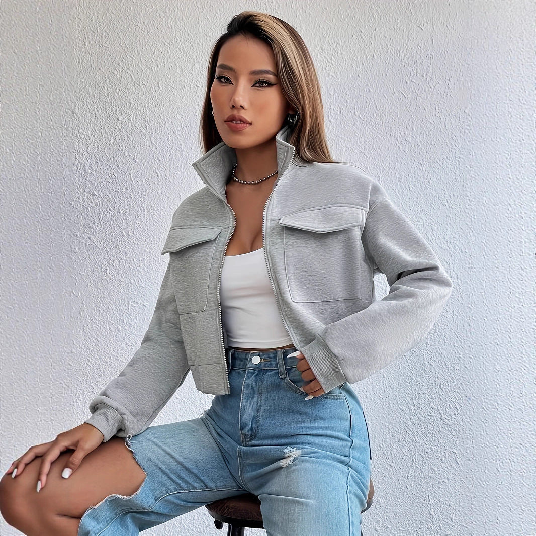 Damen kurze Freizeitjacke mit Taschen