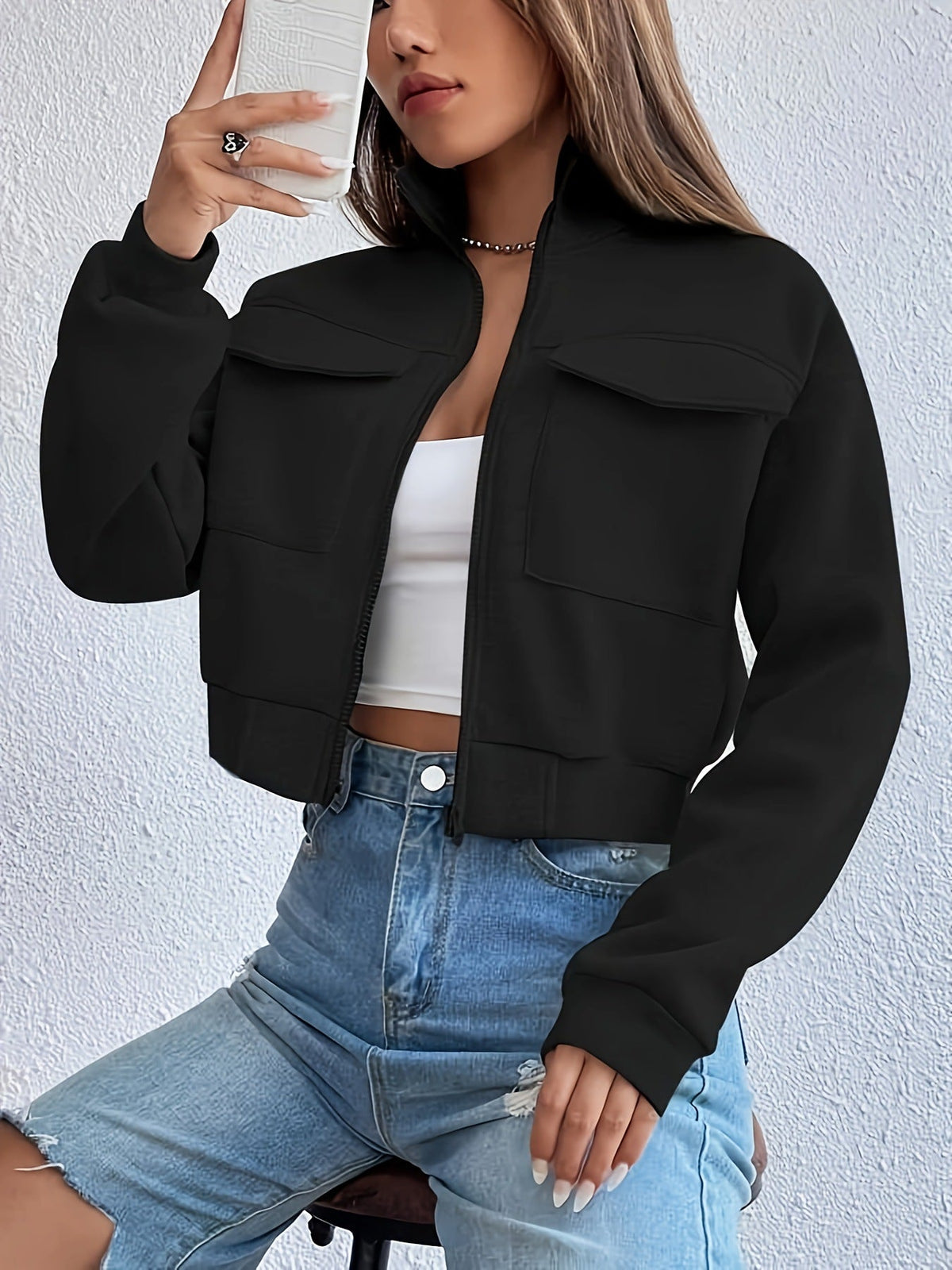 Damen kurze Freizeitjacke mit Taschen