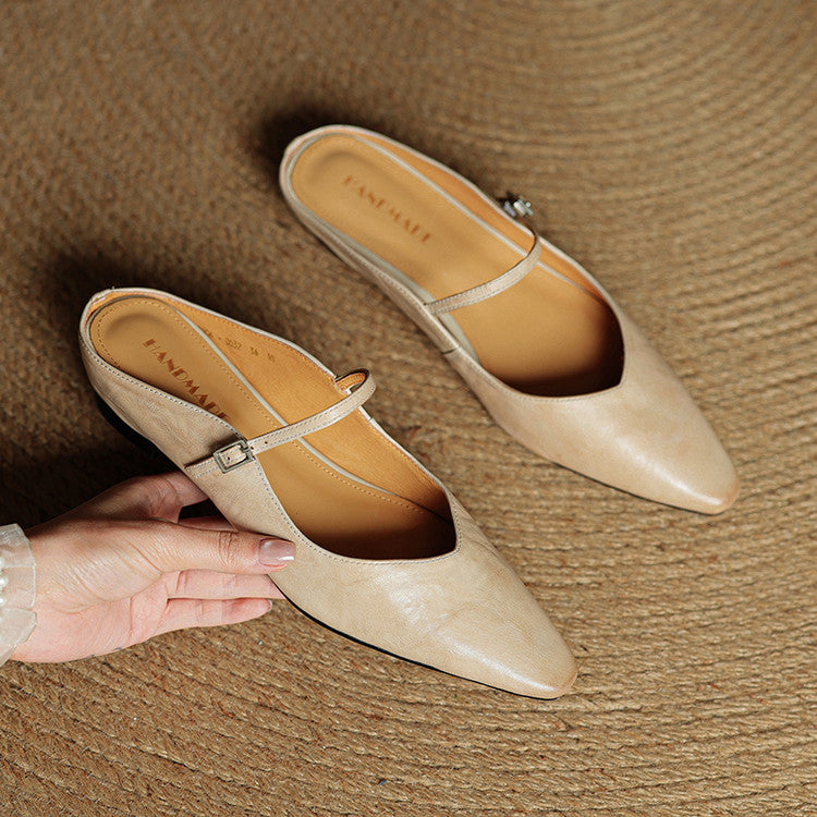 Damen Leder Mary Jane Mules