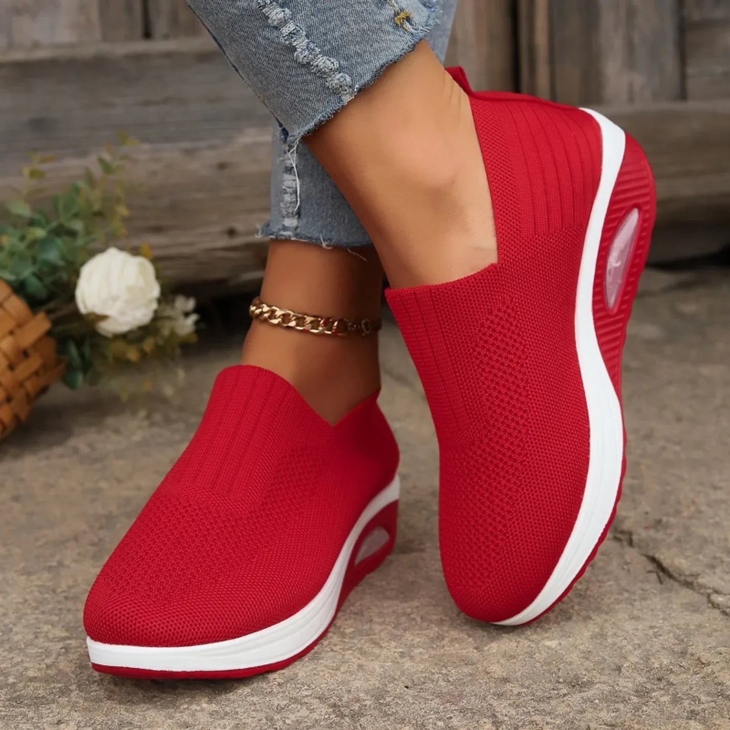 Damen Orthopädische Schuhe mit dämpfender Sohle und elastischem Einstieg