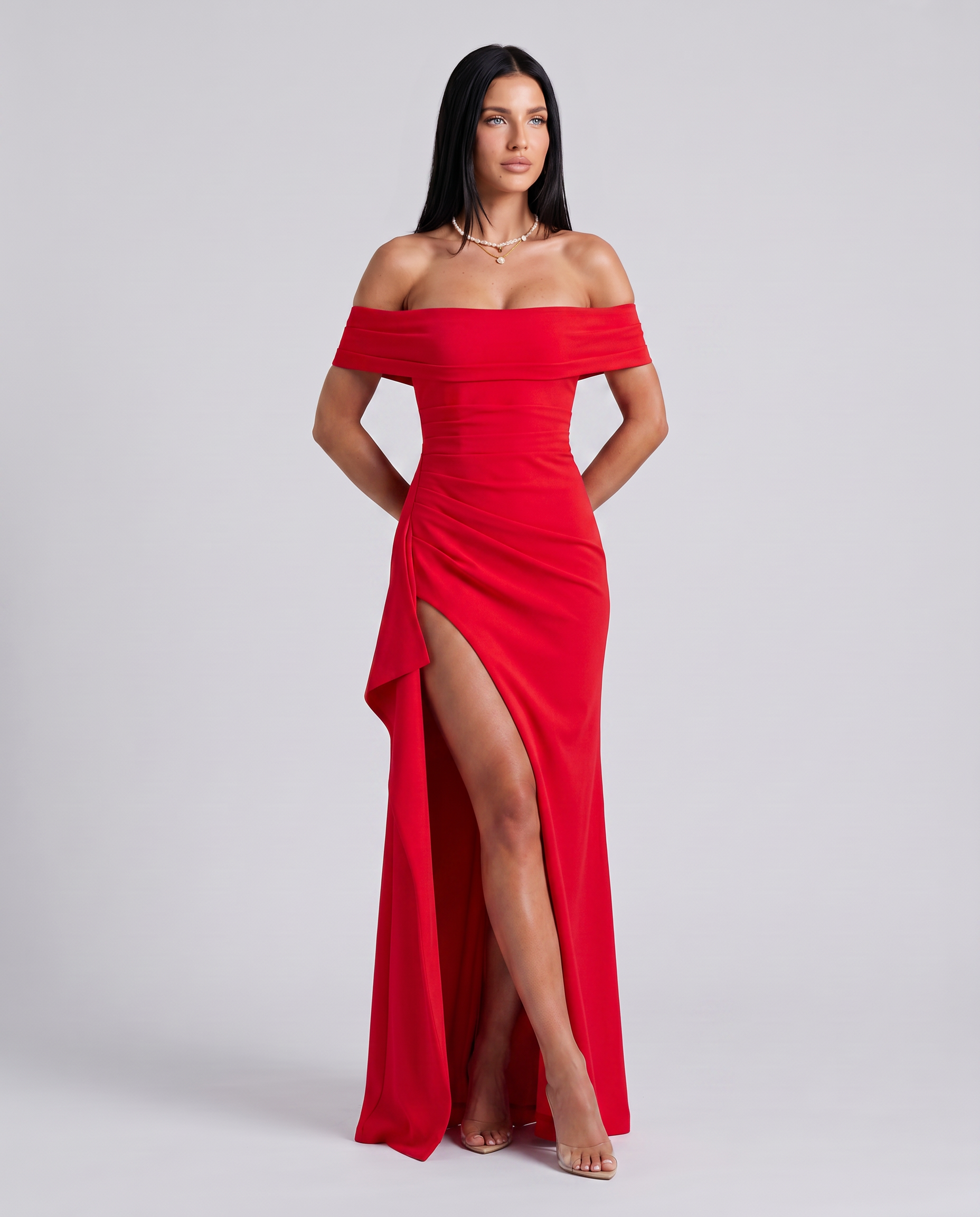 Damen Off Shoulder Maxikleid für elegante Abendmode