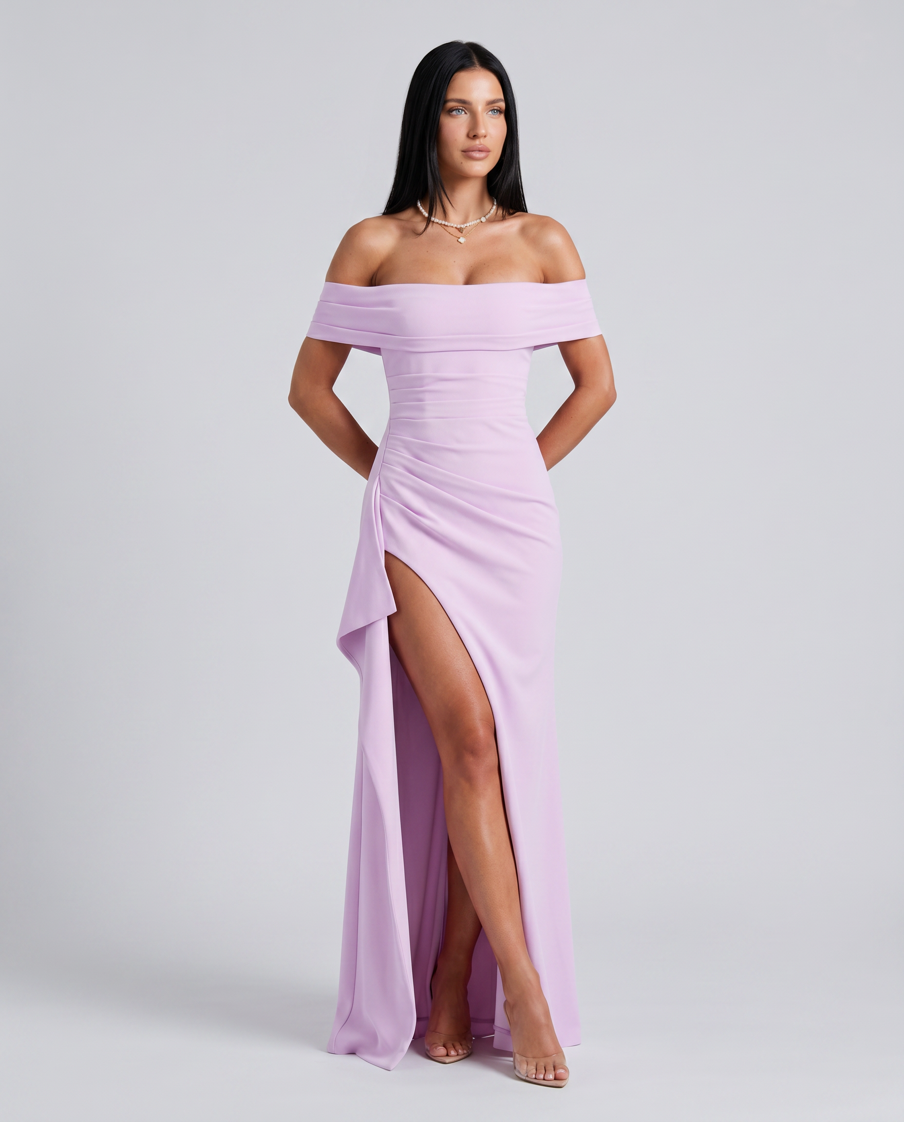 Damen Off Shoulder Maxikleid für elegante Abendmode