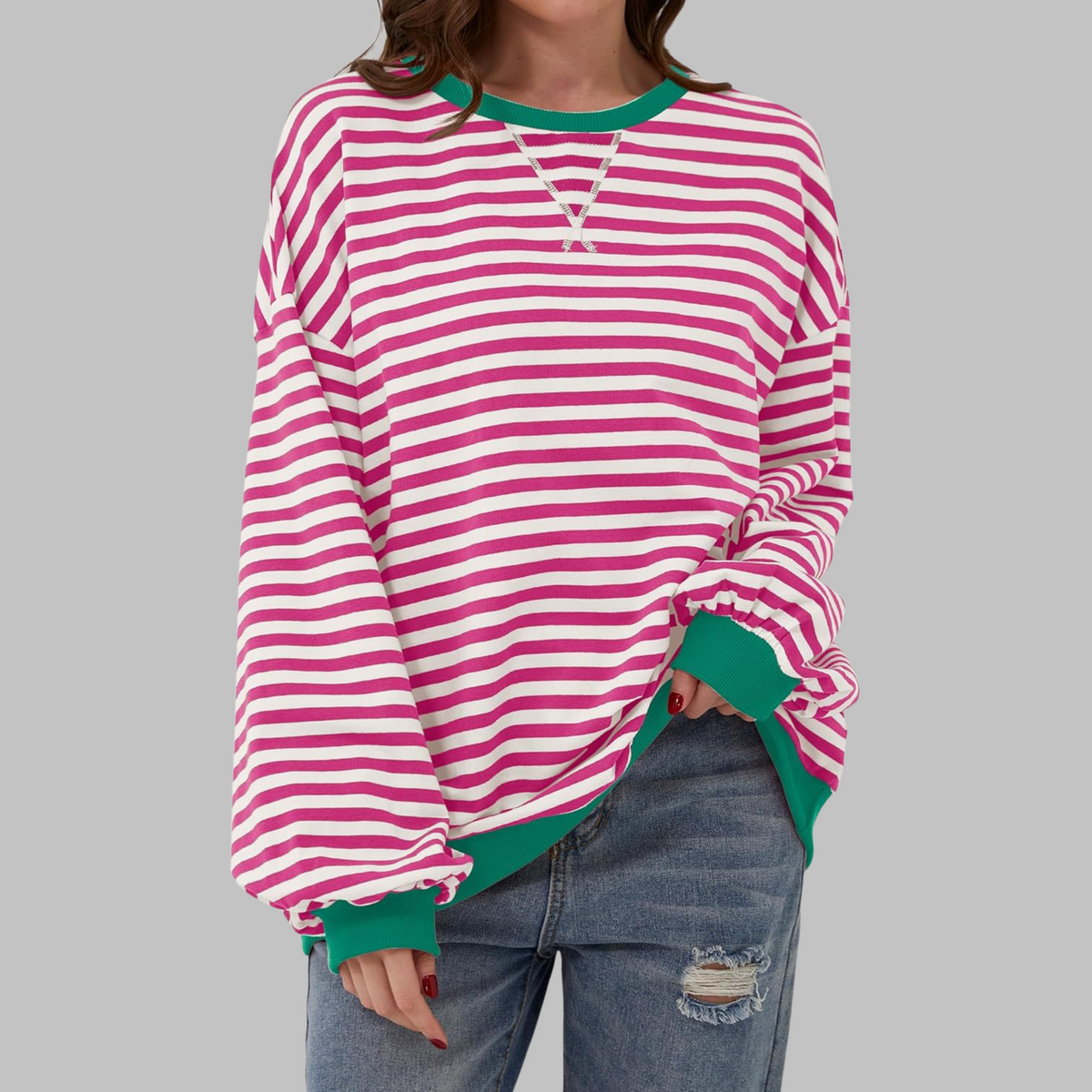 Damen Sweatshirt mit Streifenmuster