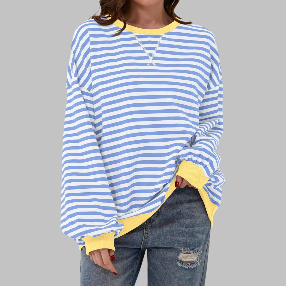 Damen Sweatshirt mit Streifenmuster