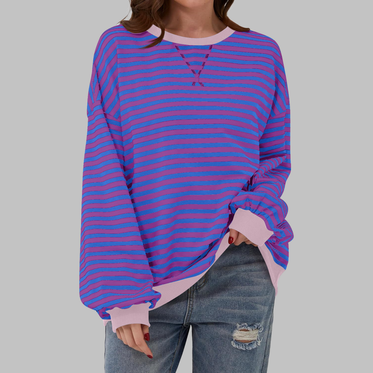 Damen Sweatshirt mit Streifenmuster