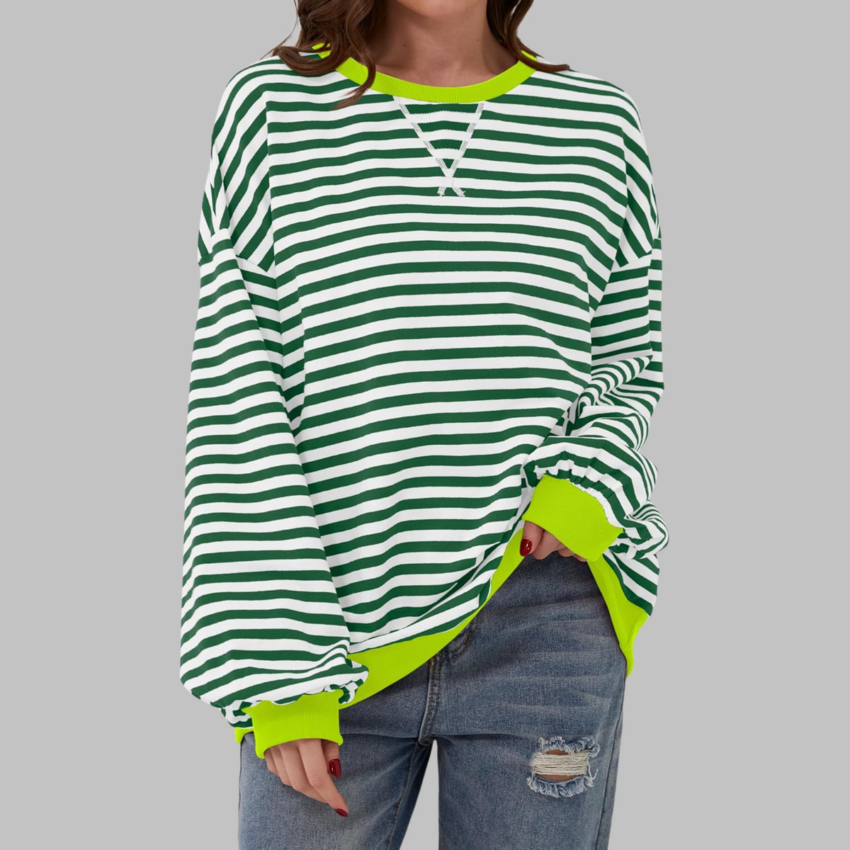 Damen Sweatshirt mit Streifenmuster
