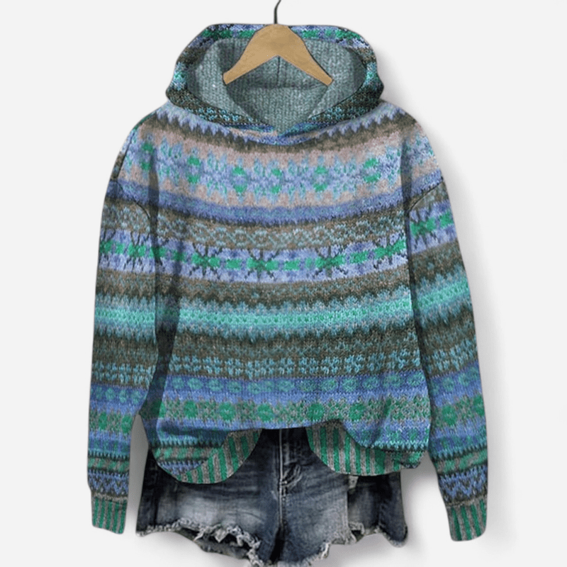 Damen Hoodie mit Ethno Muster im Retro Stil