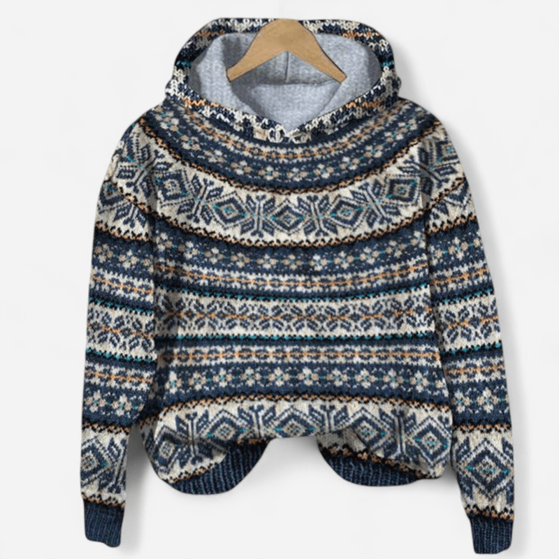 Damen Hoodie mit Ethno Muster im Retro Stil