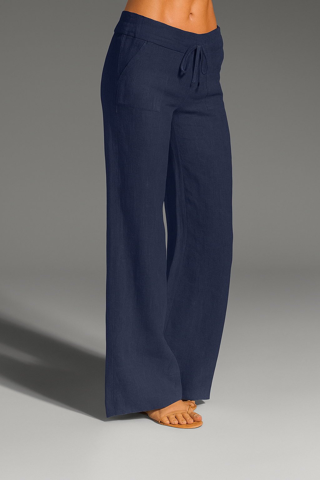Damen weite Leinenhose mit Kordelzug für den Sommer