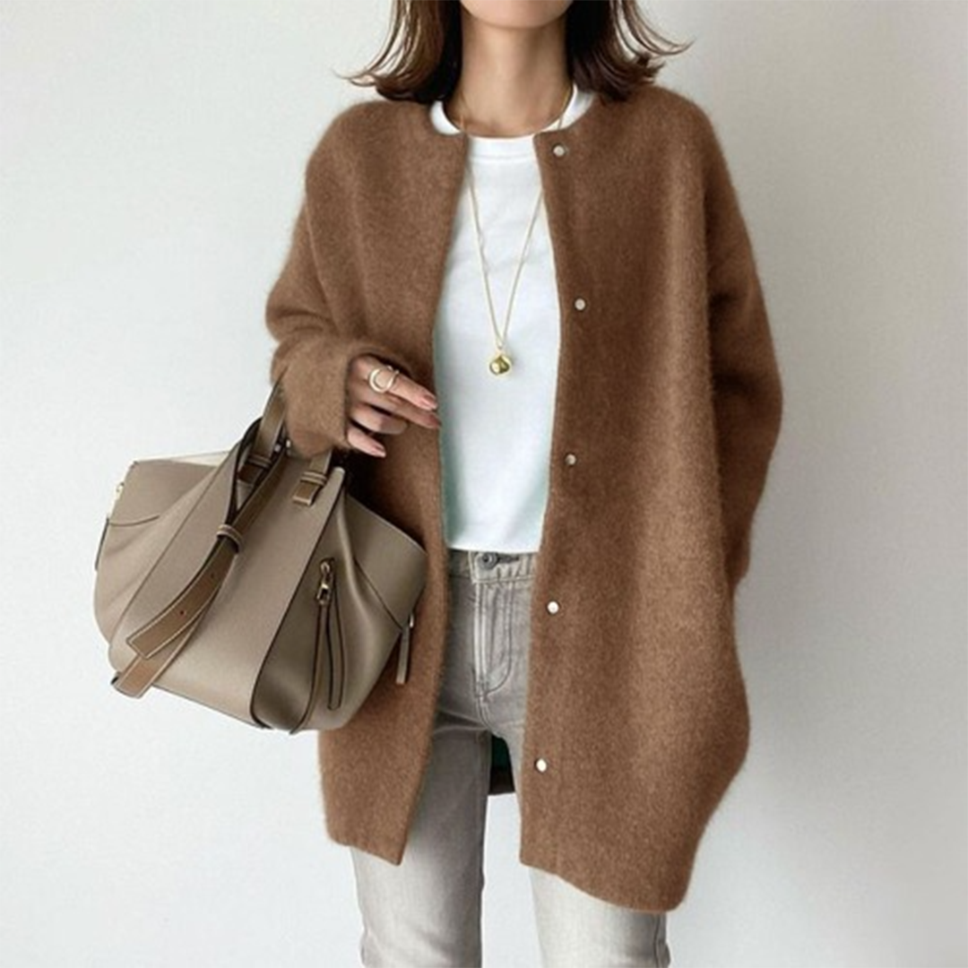 Strickjacke Damen Oversize mit Knopfleiste