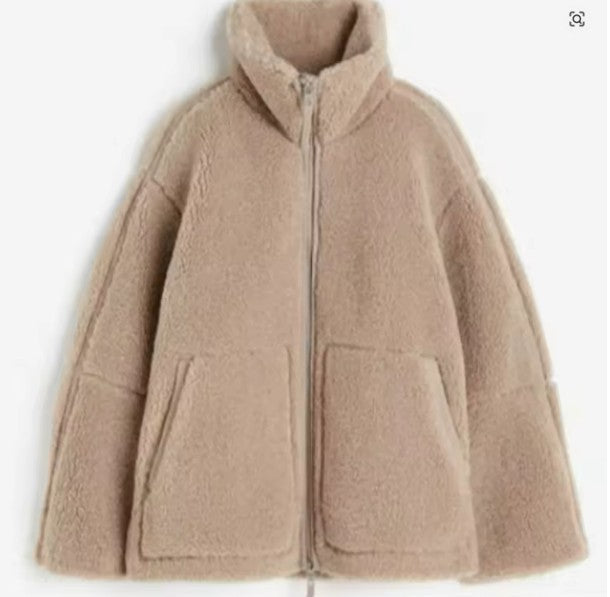 Damen Lammwolljacke mit Stehkragen