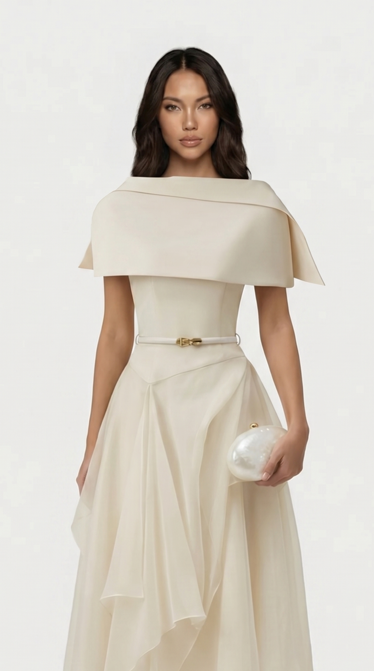 Rückenfreies Kleid aus Gaze-Umhang