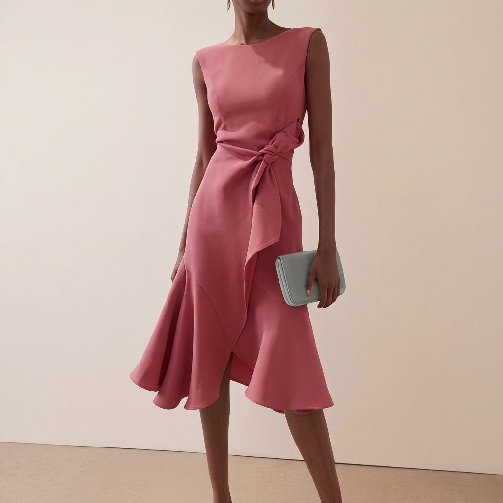 Damen Midikleid mit Drapierung