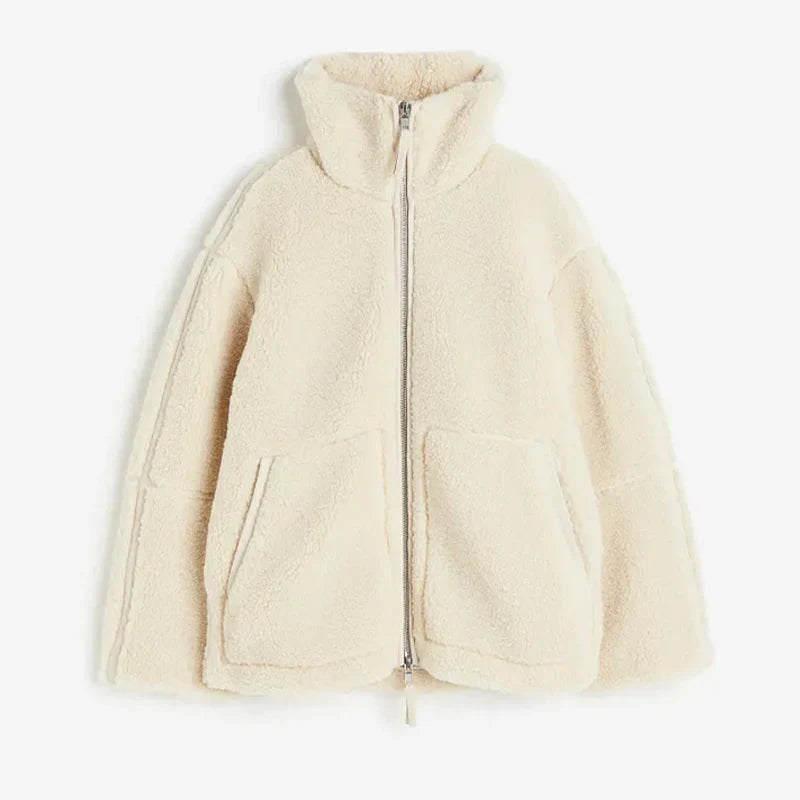 Damen Lammwolljacke mit Stehkragen