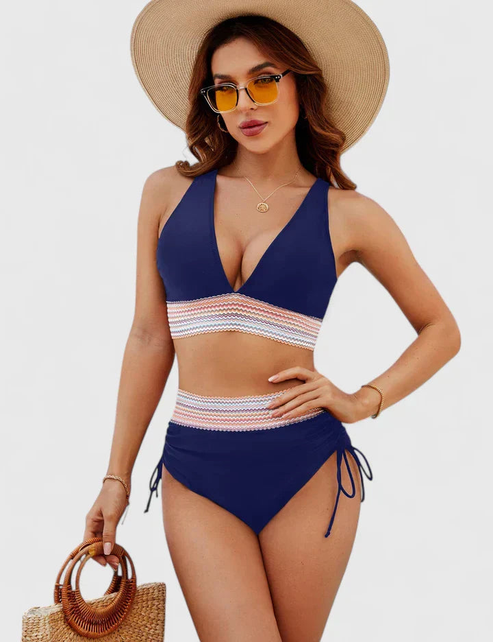 Damen hochgeschnittenes Bikini Set mit Bauchkontrolle