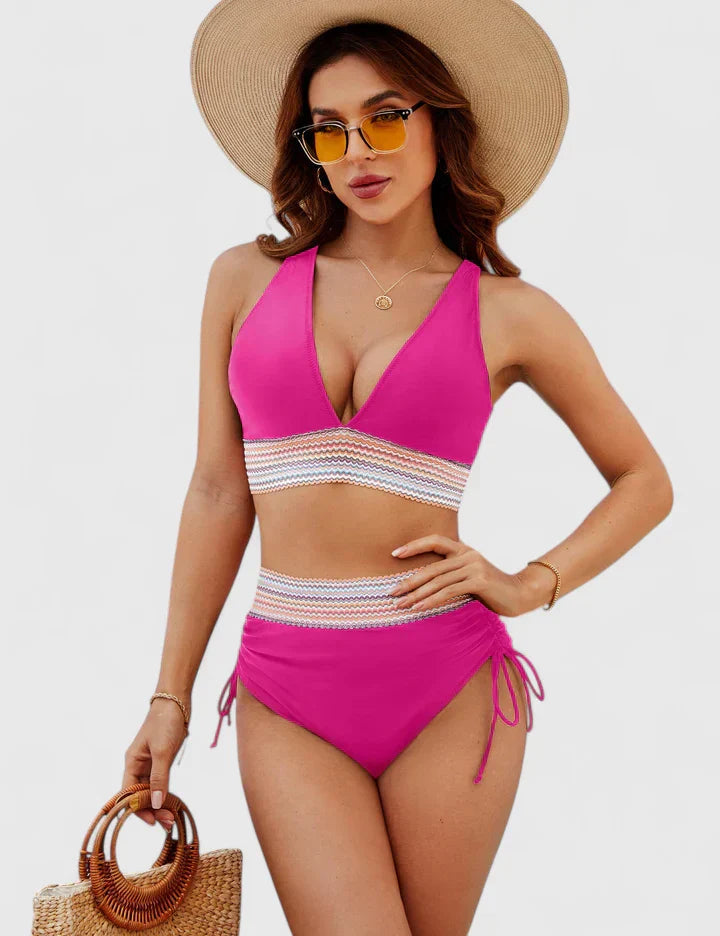 Damen hochgeschnittenes Bikini Set mit Bauchkontrolle