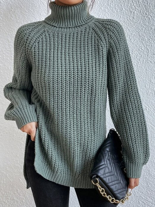 Damen Langarm Rollkragenpullover