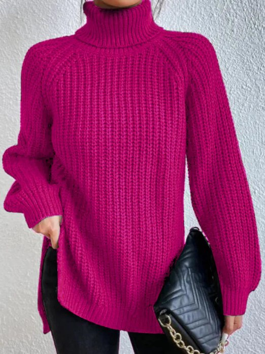 Damen Langarm Rollkragenpullover