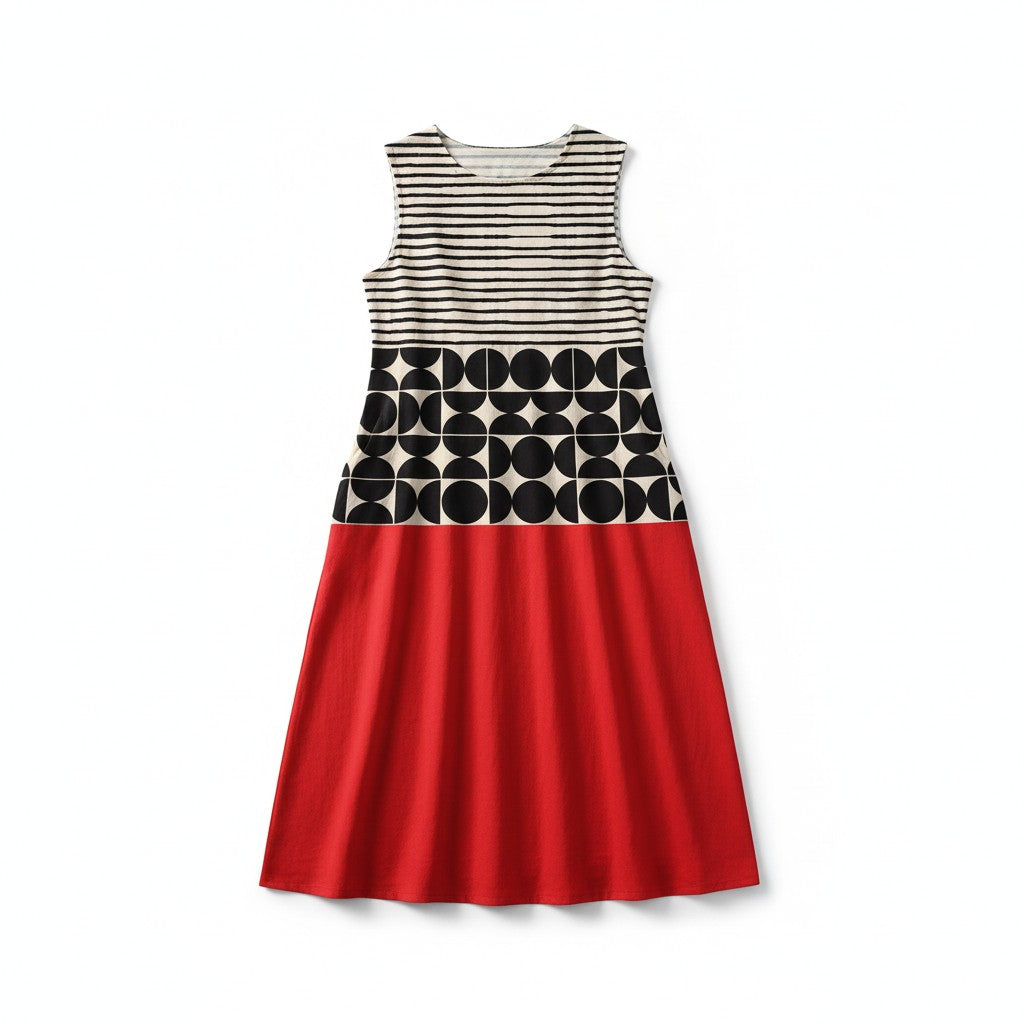 Damen Midikleid mit Geometrie-Muster