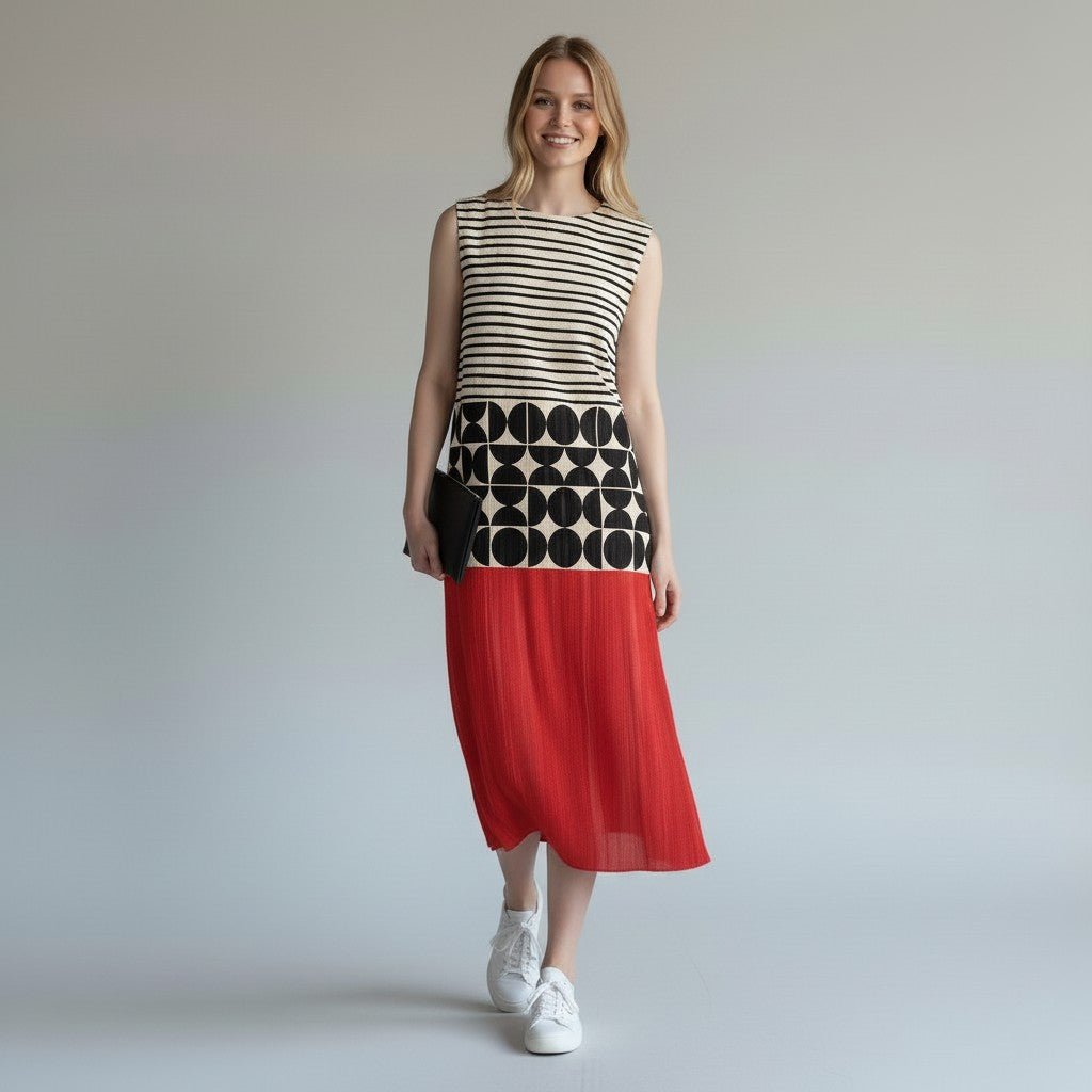 Damen Midikleid mit Geometrie-Muster