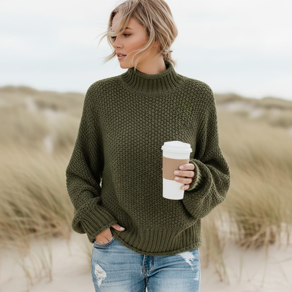 Damen Strickpullover mit Stehkragen