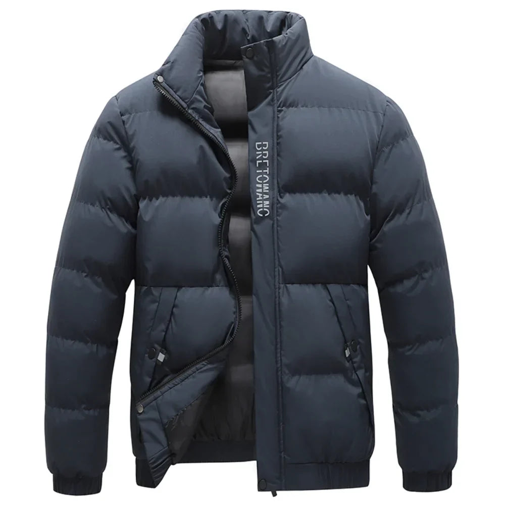 Herren Steppjacke mit Kragen warm und winddicht