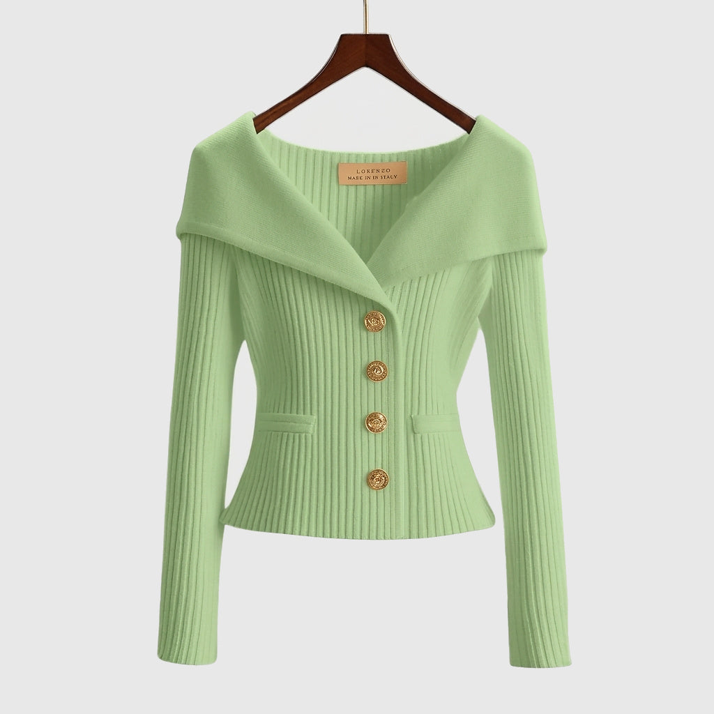 Damen Rippstrick-Cardigan mit Off-Shoulder-Kragen