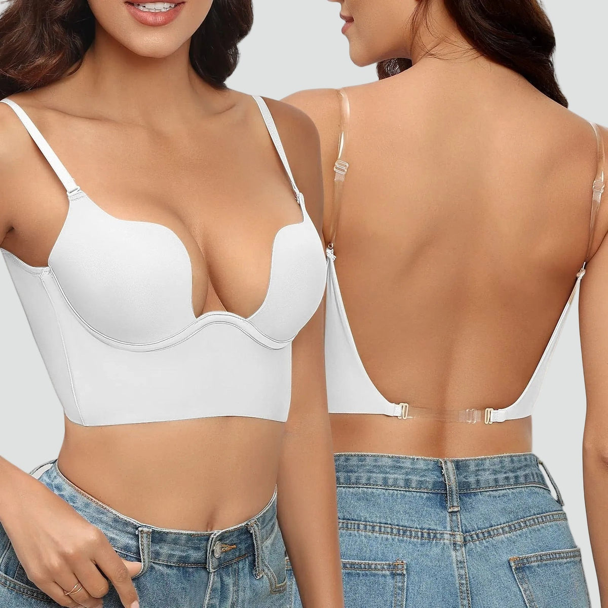 Damen BH Push Up mit transparenten Trägern