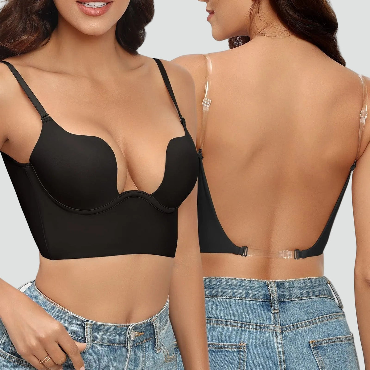 Damen BH Push Up mit transparenten Trägern