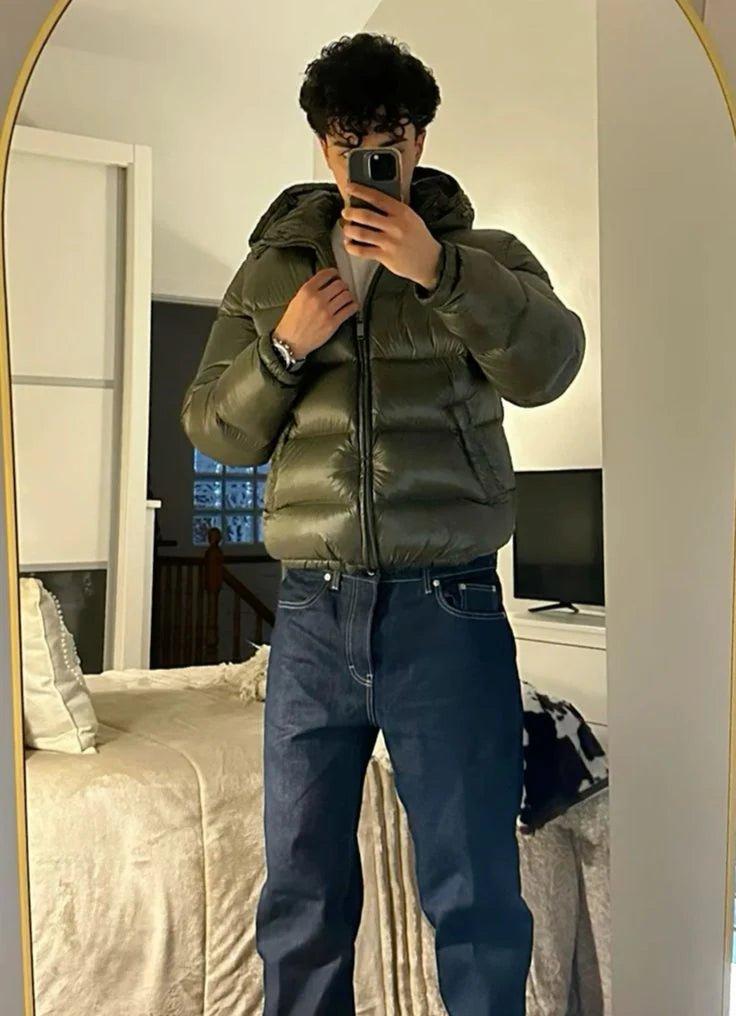 Herren Steppjacke mit Kapuze warm für den Winter