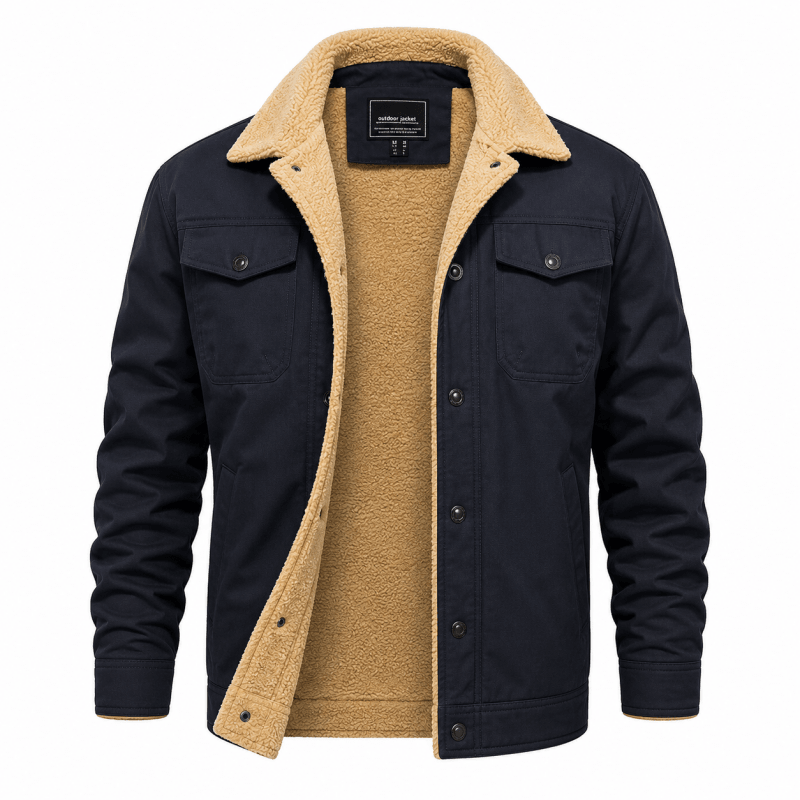 Herren Jacke mit Fleecekragen und Druckknöpfen