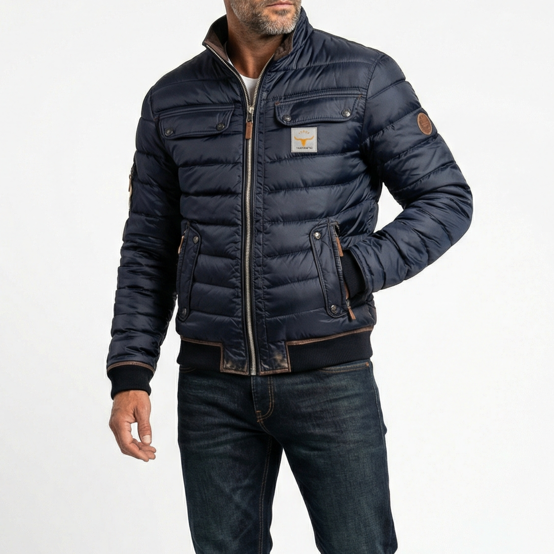 Herren gesteppte Übergangsjacke im Vintage Stil