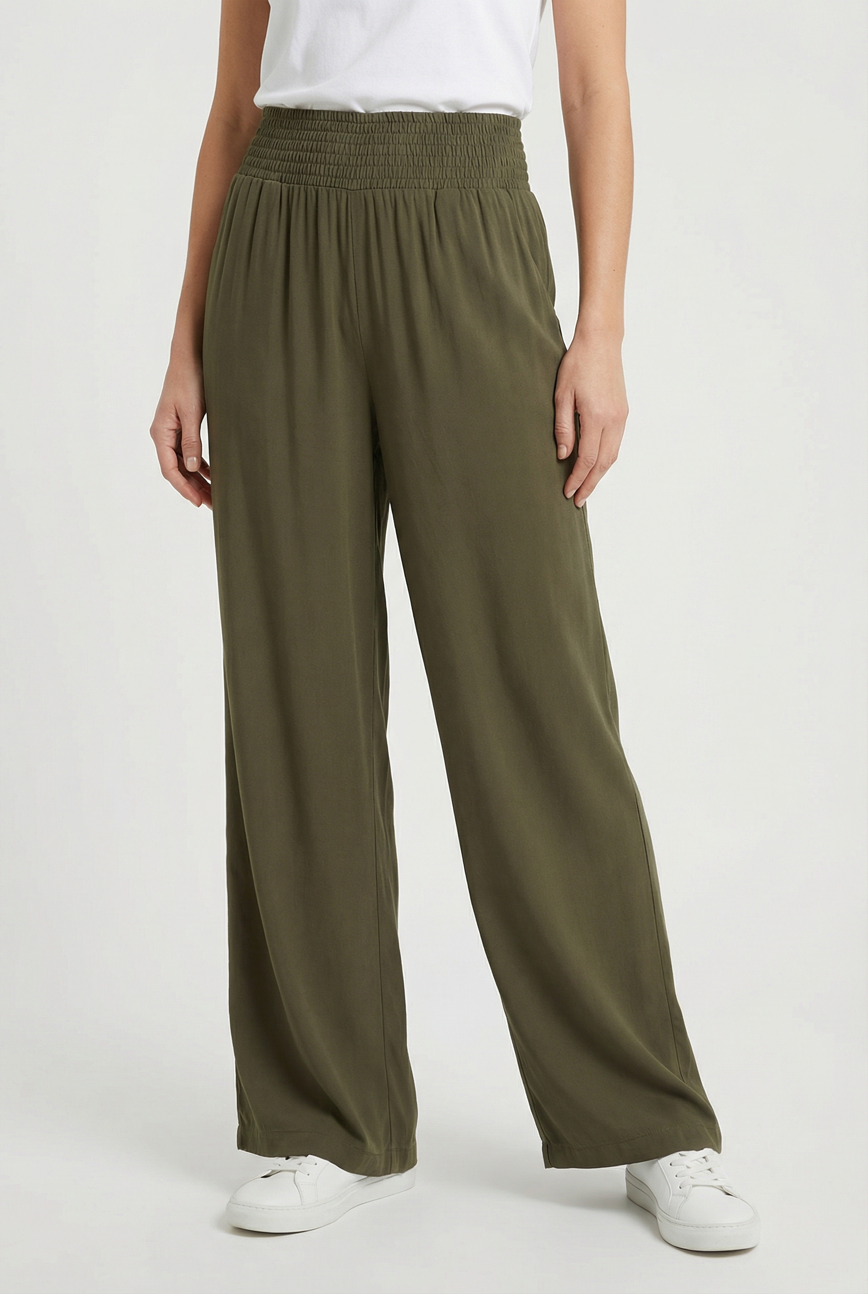 Damen Hoch taillierte Hose mit weitem Bein – Bequeme Passform
