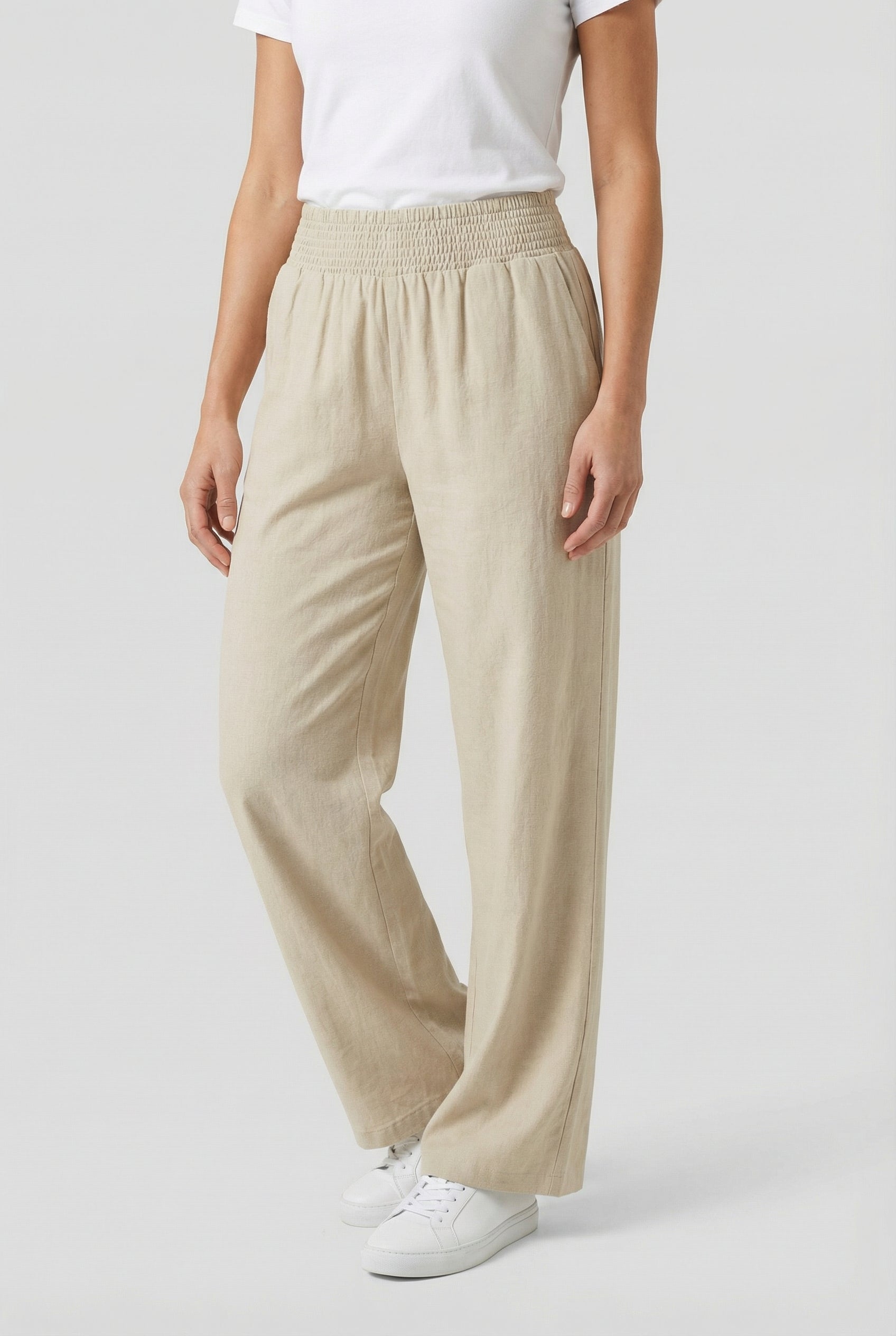 Damen Hoch taillierte Hose mit weitem Bein – Bequeme Passform
