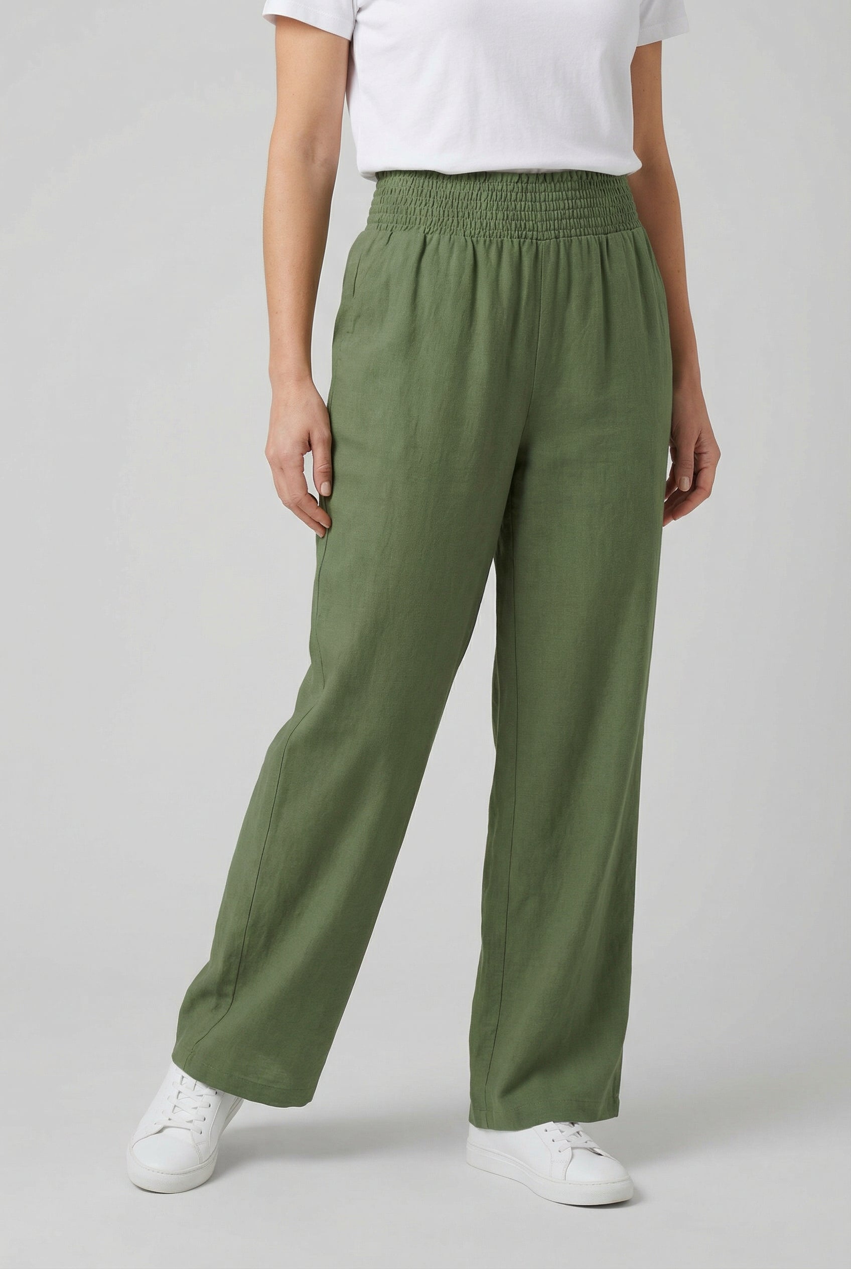 Damen Hoch taillierte Hose mit weitem Bein – Bequeme Passform