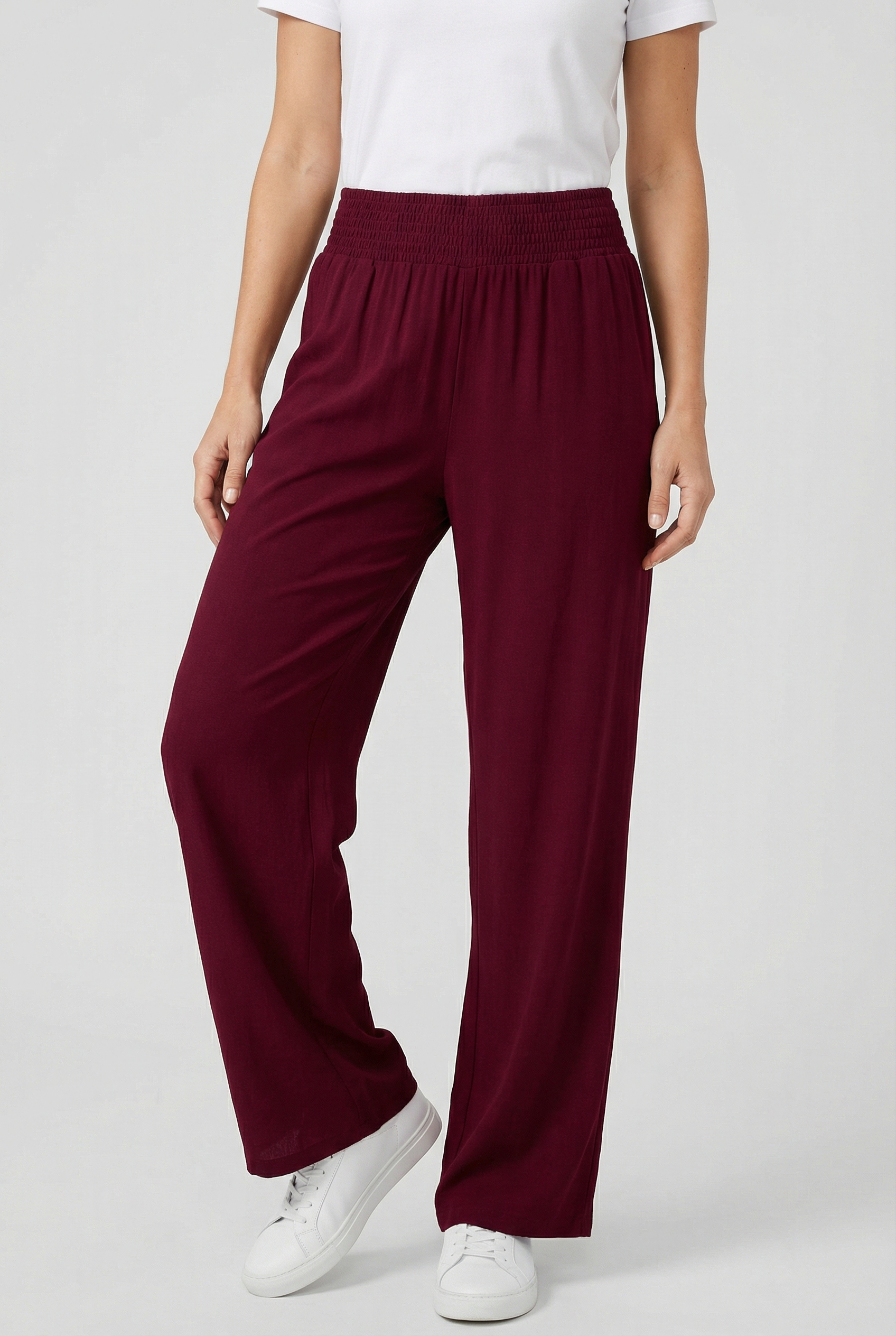 Damen Hoch taillierte Hose mit weitem Bein – Bequeme Passform