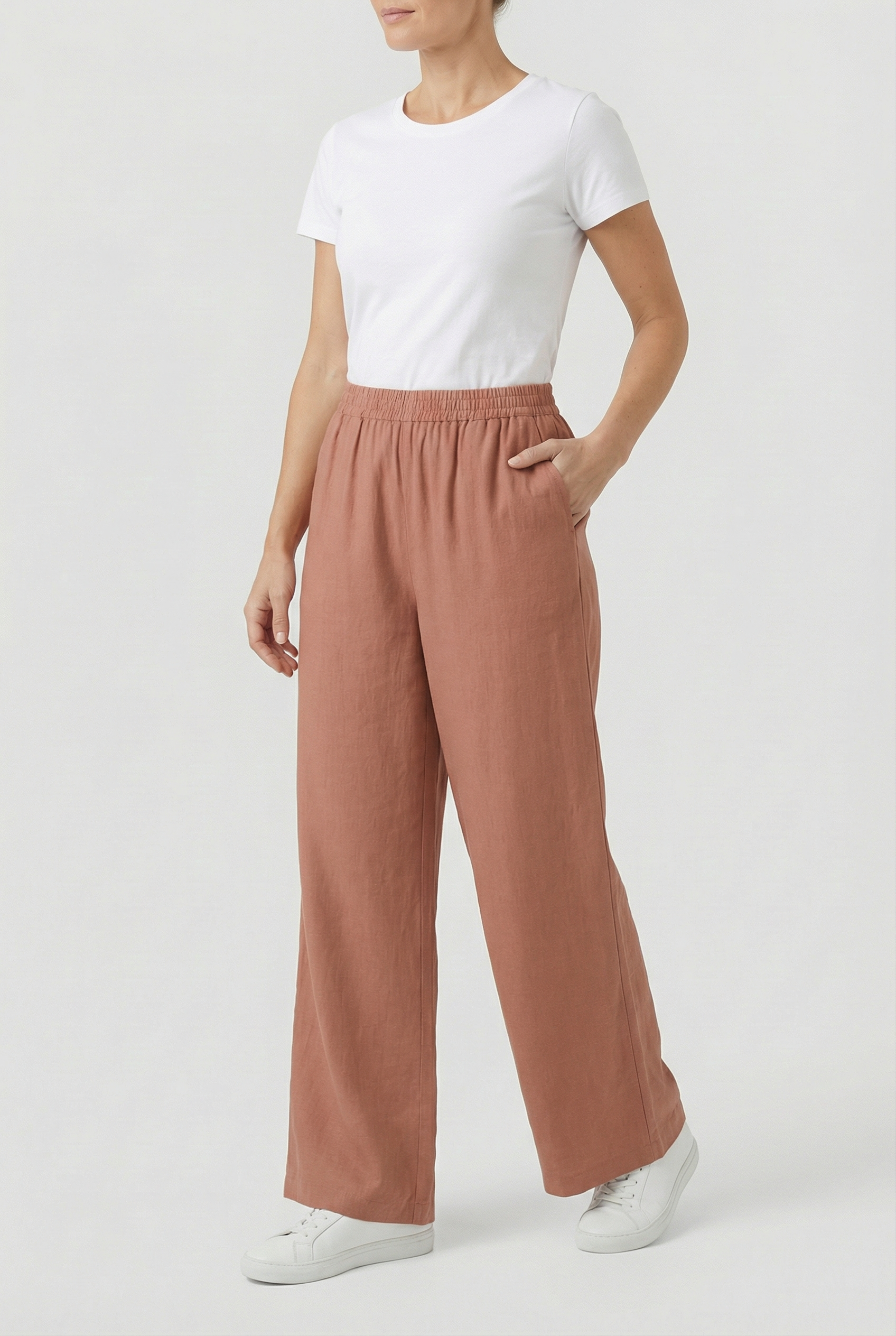 Damen Hoch taillierte Hose mit weitem Bein – Bequeme Passform
