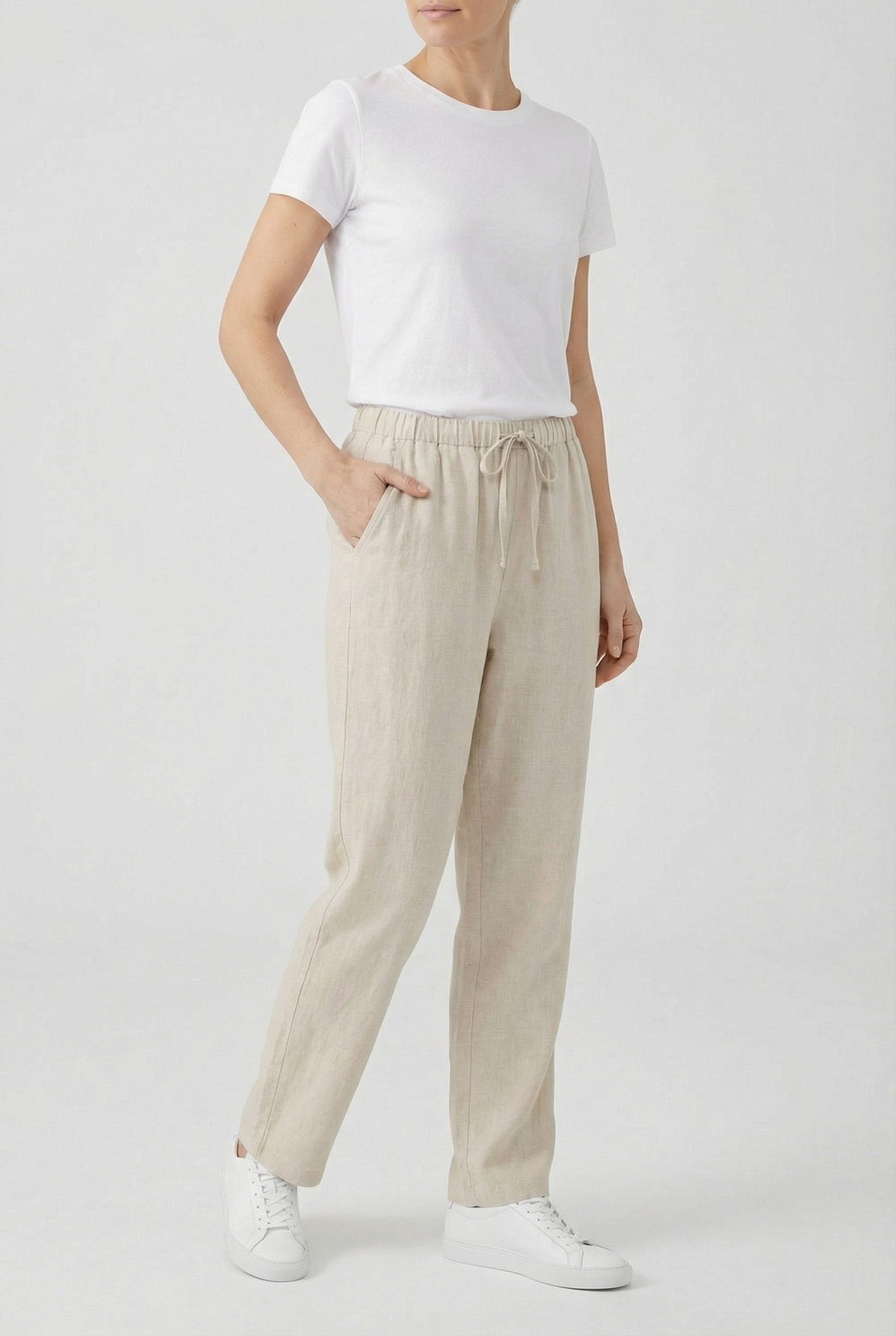 Damen Leinenhose mit Schnürung vorne – Sommerlicher Lace-Up Style