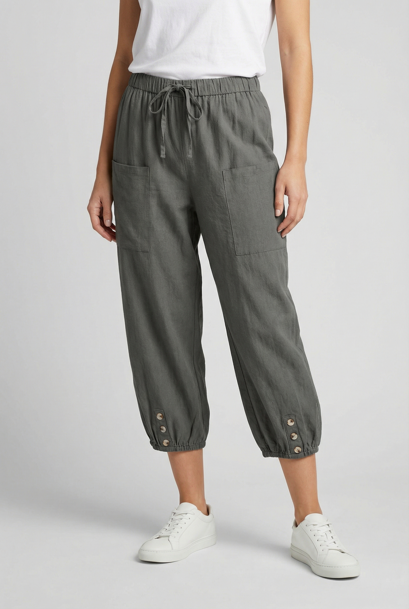 Damen Hoch taillierte Baumwollhose – Bequeme Passform für jeden Anlass