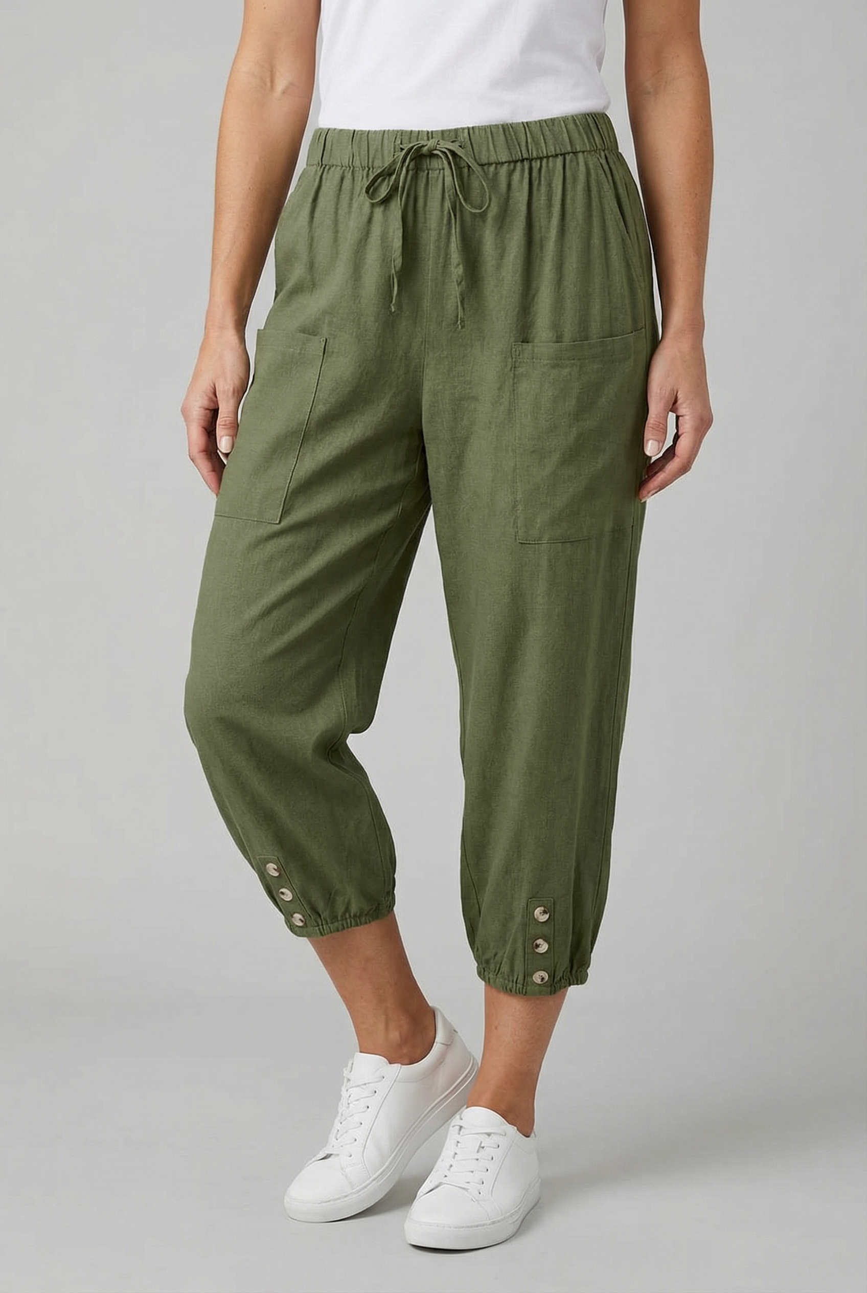 Damen Hoch taillierte Baumwollhose – Bequeme Passform für jeden Anlass