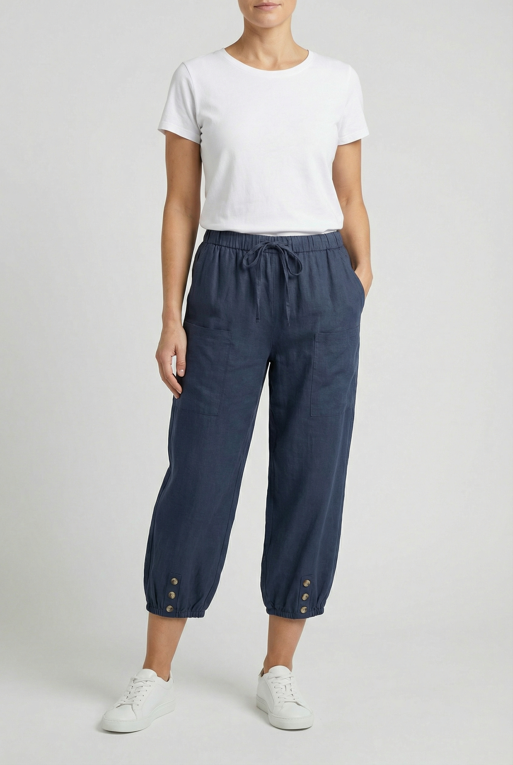 Damen Hoch taillierte Baumwollhose – Bequeme Passform für jeden Anlass