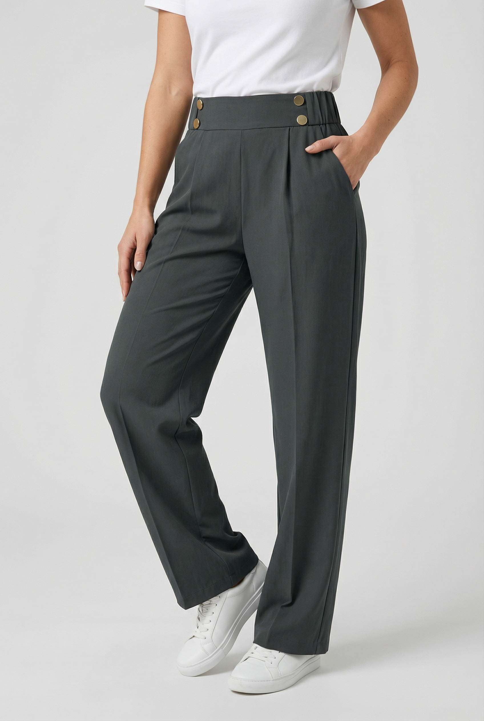 Damen Hose mit weitem Bein – Gerader Schnitt aus Baumwoll-Polyester