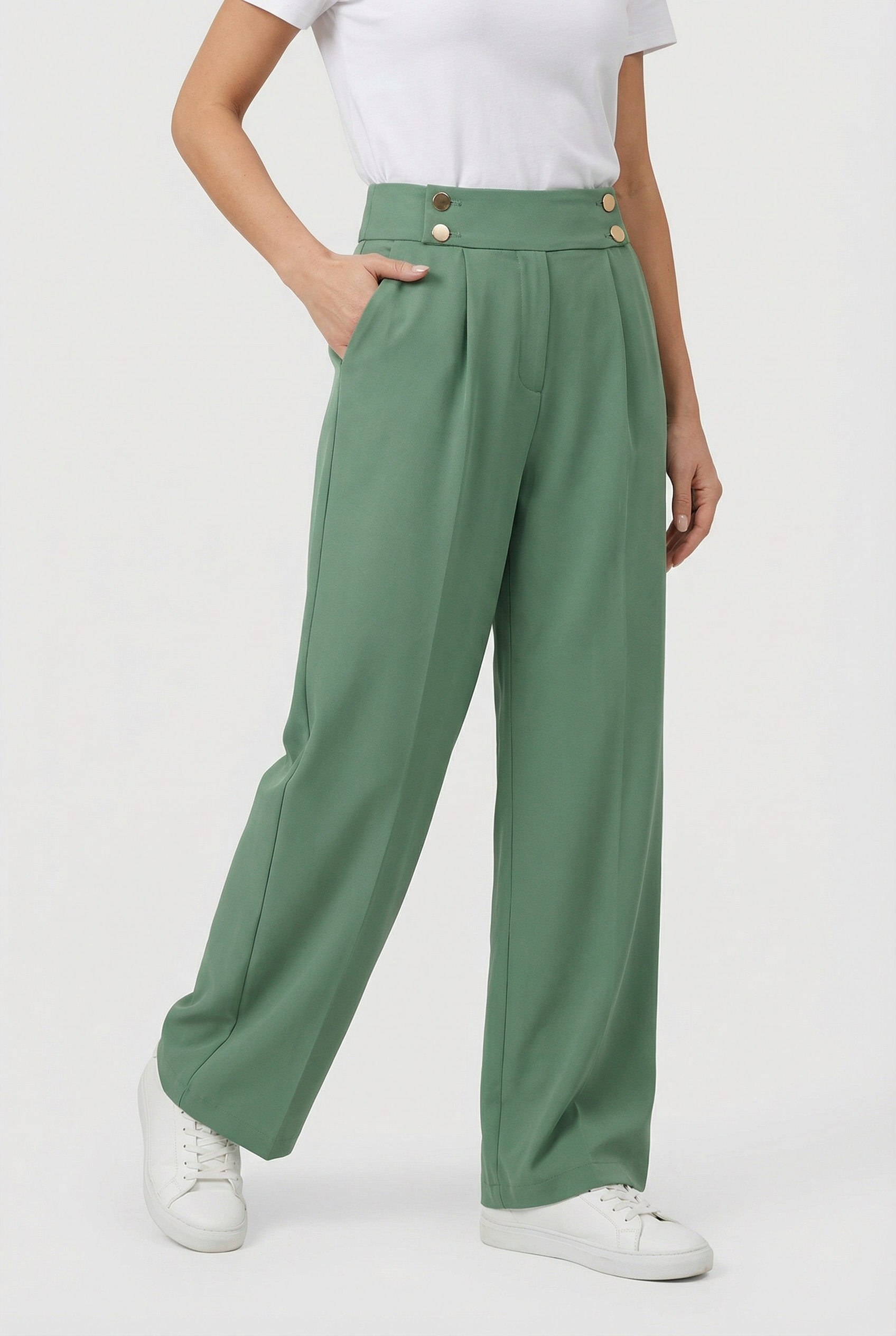 Damen Hose mit weitem Bein – Gerader Schnitt aus Baumwoll-Polyester