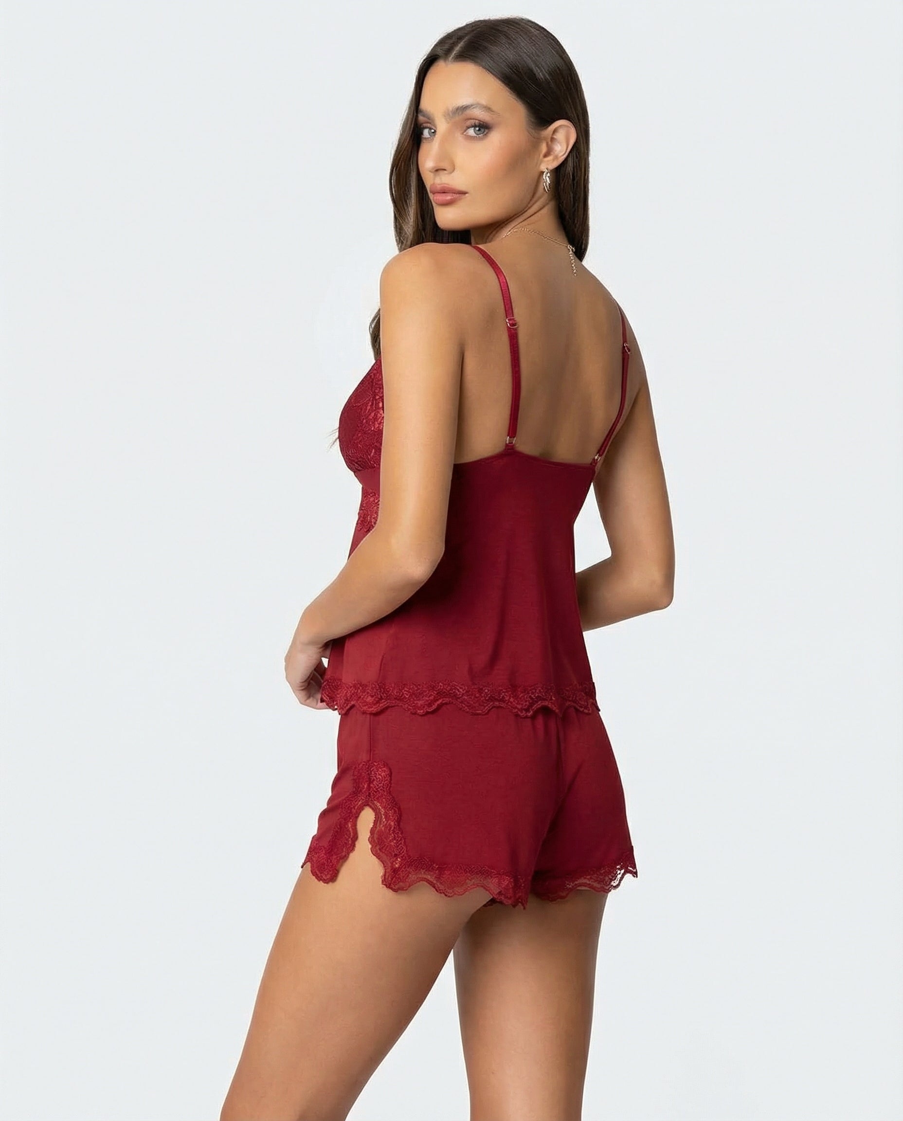 Midnight Kiss Damen Spitzen Cami Shorts Set