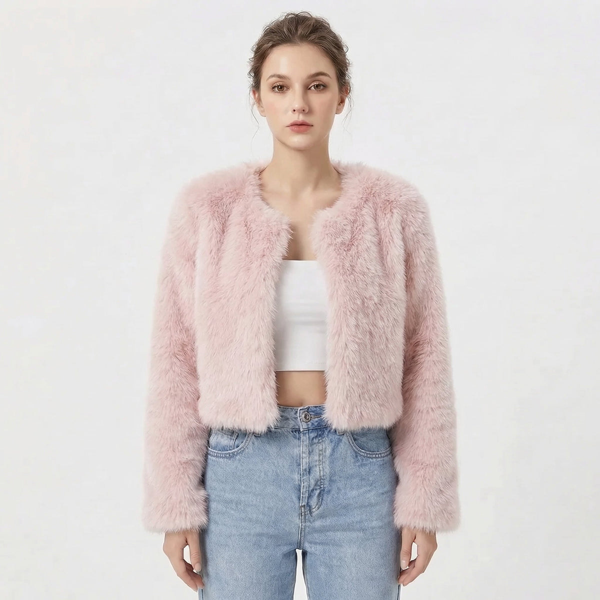 Damen Luxus Kunstpelz Jacke