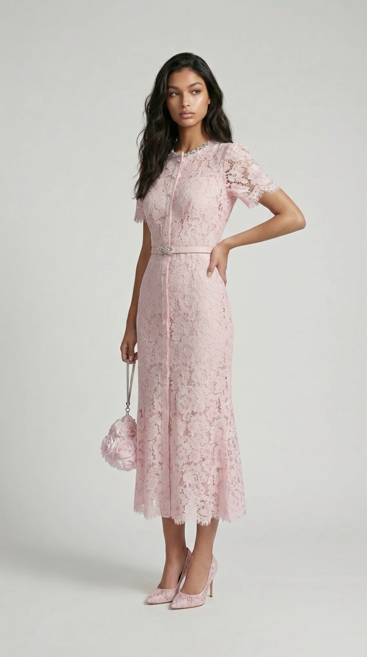 Damen elegantes Spitzen Fischschwanz Abendkleid