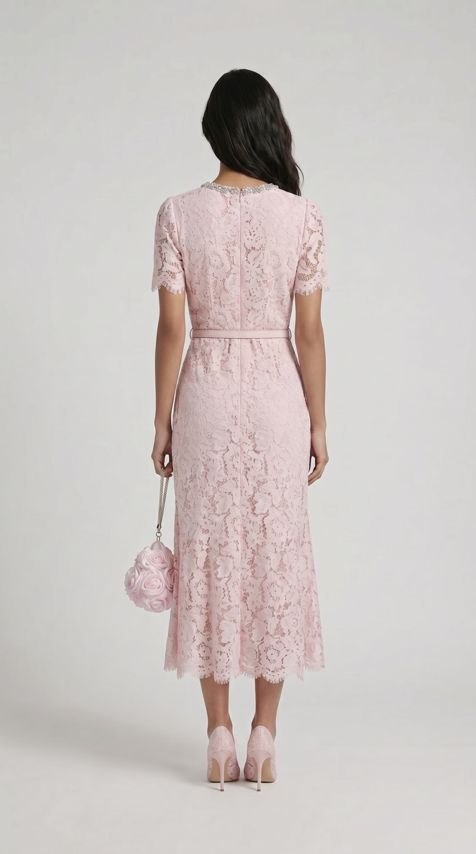 Damen elegantes Spitzen Fischschwanz Abendkleid