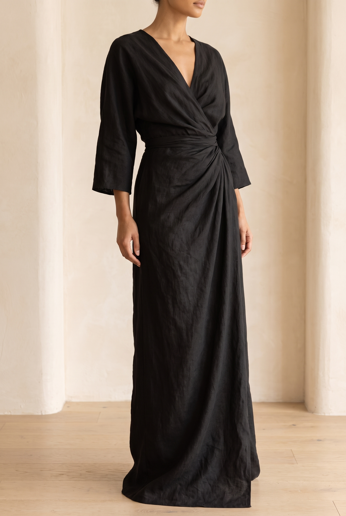 Damen Maxikleid mit Wickelausschnitt