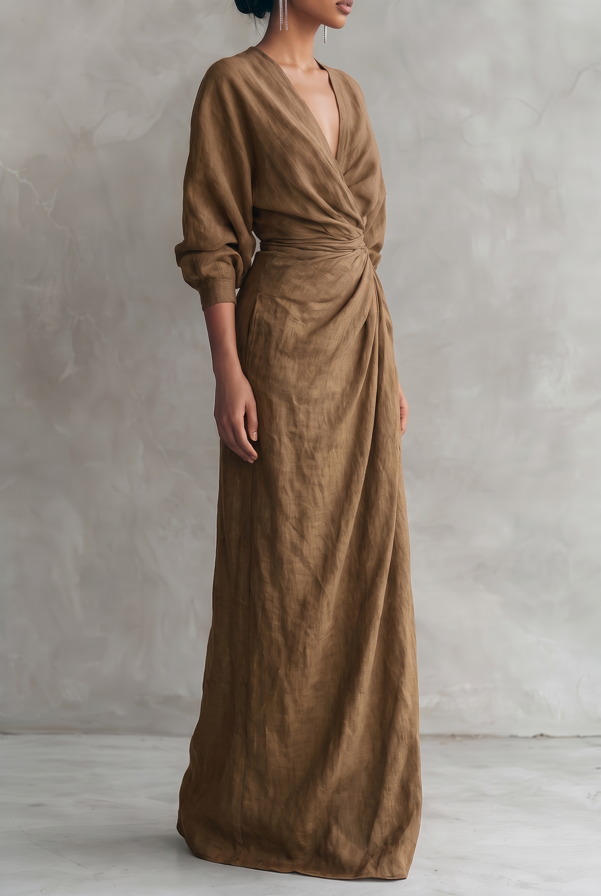 Damen Maxikleid mit Wickelausschnitt