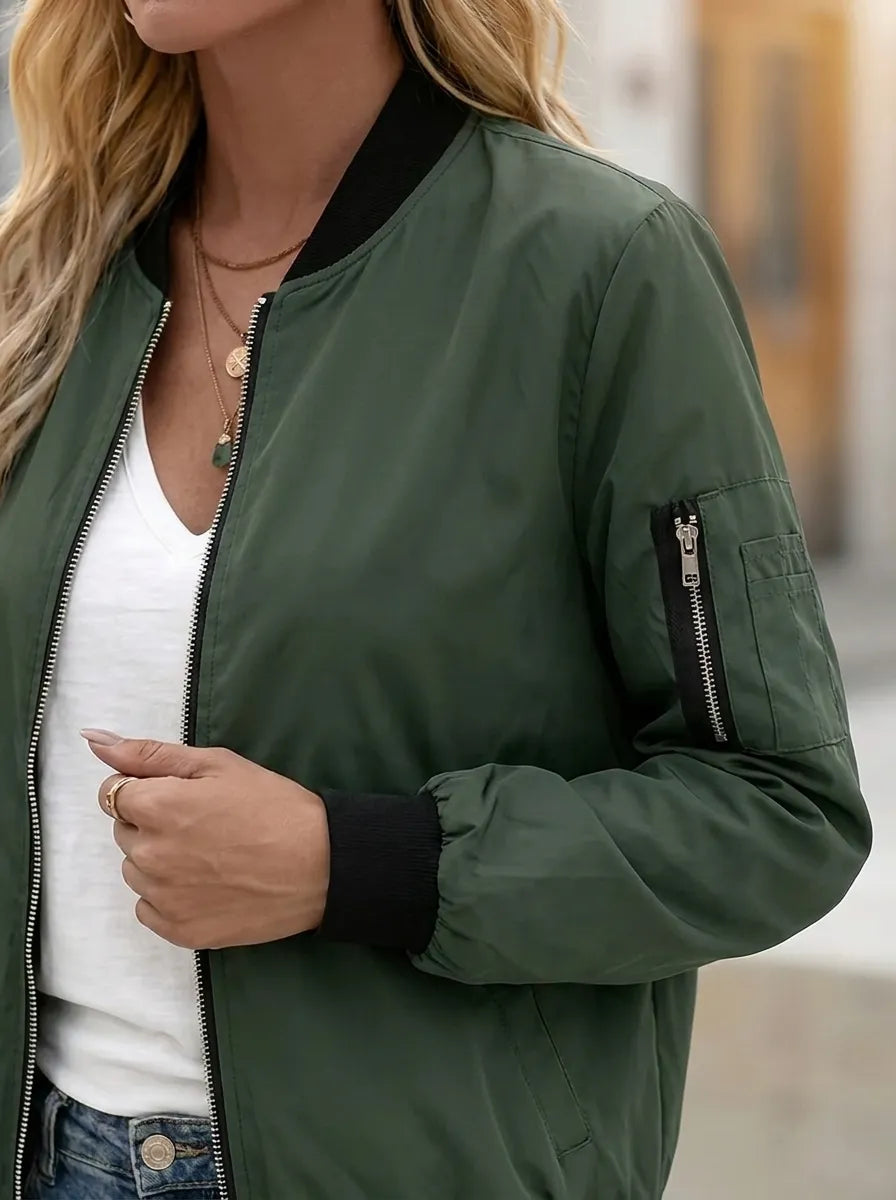 Damen Bomberjacke mit Taschen und Reißverschluss